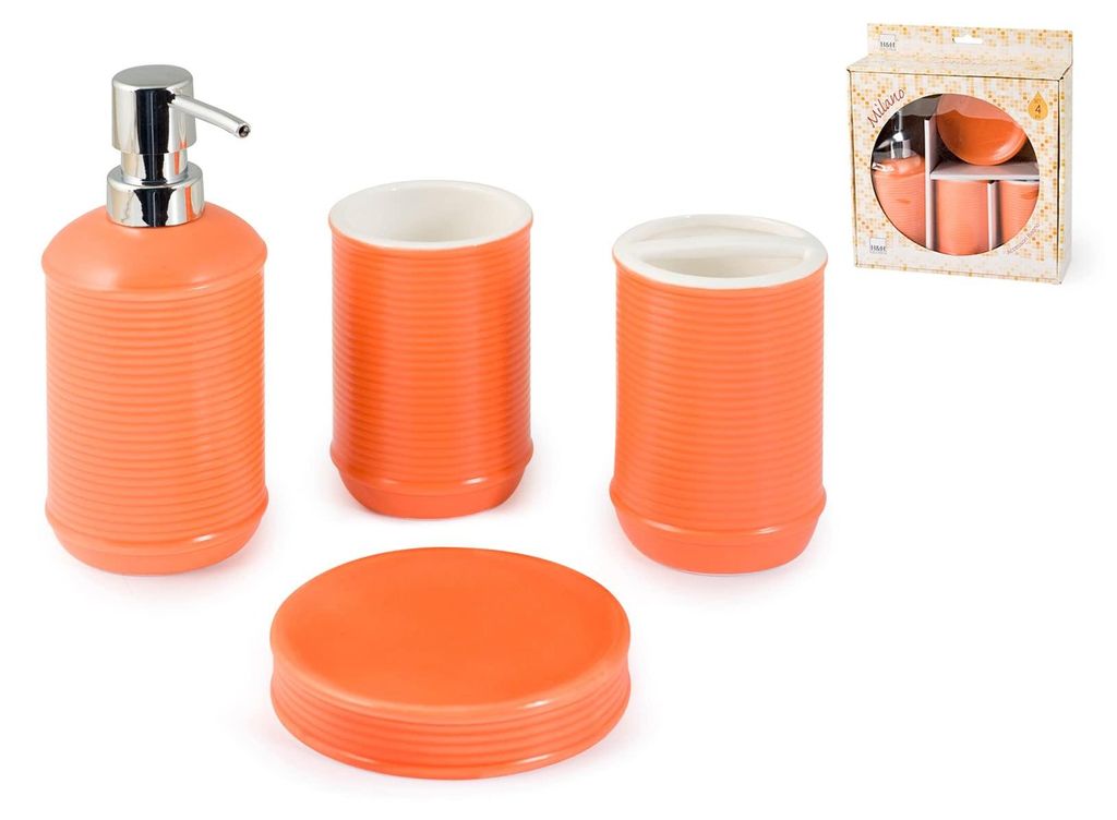 H&H 4-teiliges Badezimmer-Set Keramik Milano