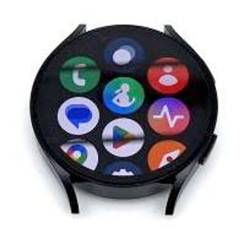 A smartwatch displaying a grid of app icons.
