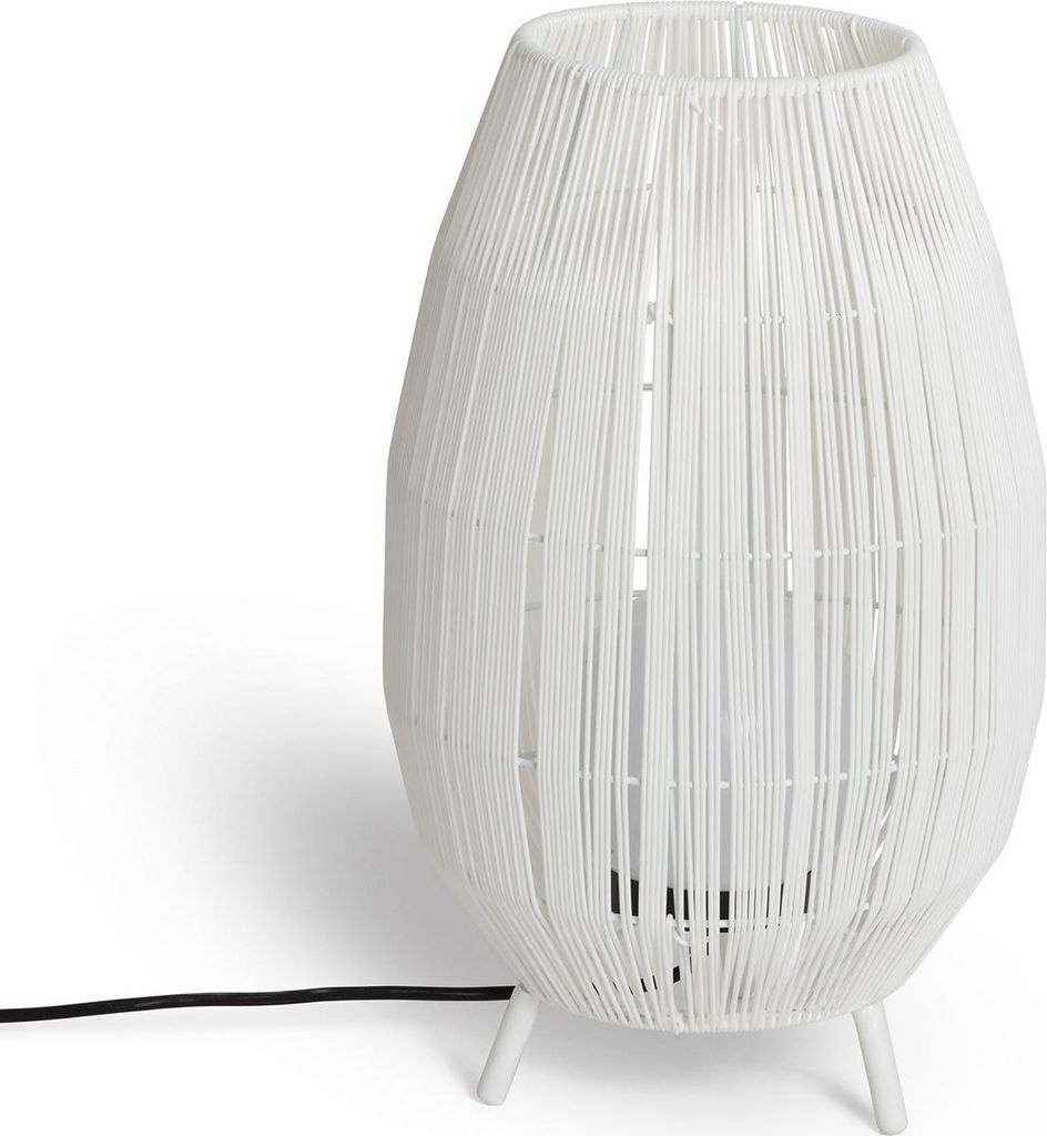 Tischlampe für den Aussenbereich Rattan Annecy Weiß