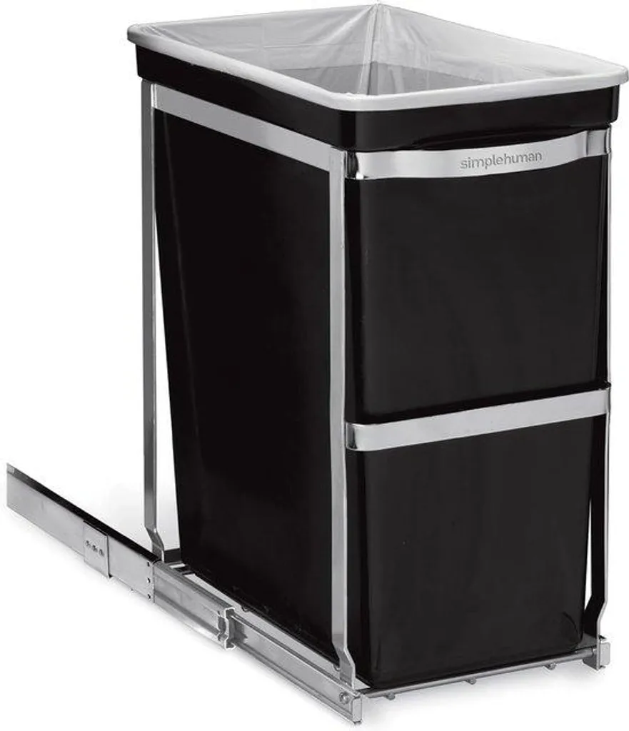 Poubelle 30 L en plastique noir haute résistance pour cuisine moderne
