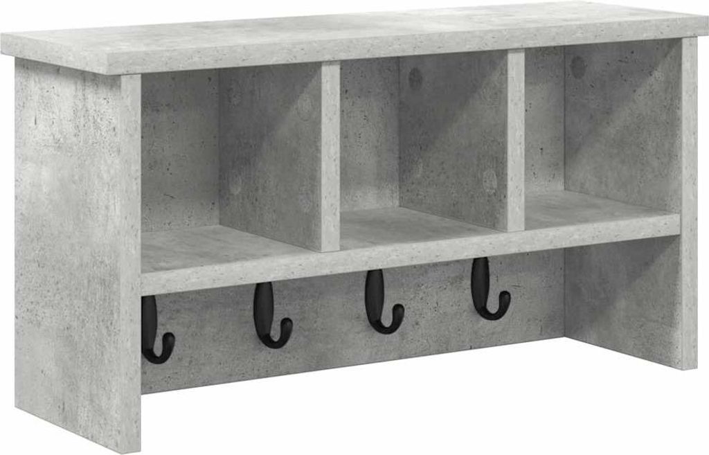 Wandmontierter nachttisch mit Regal Beton Grau 50 x 16 x 26 cm