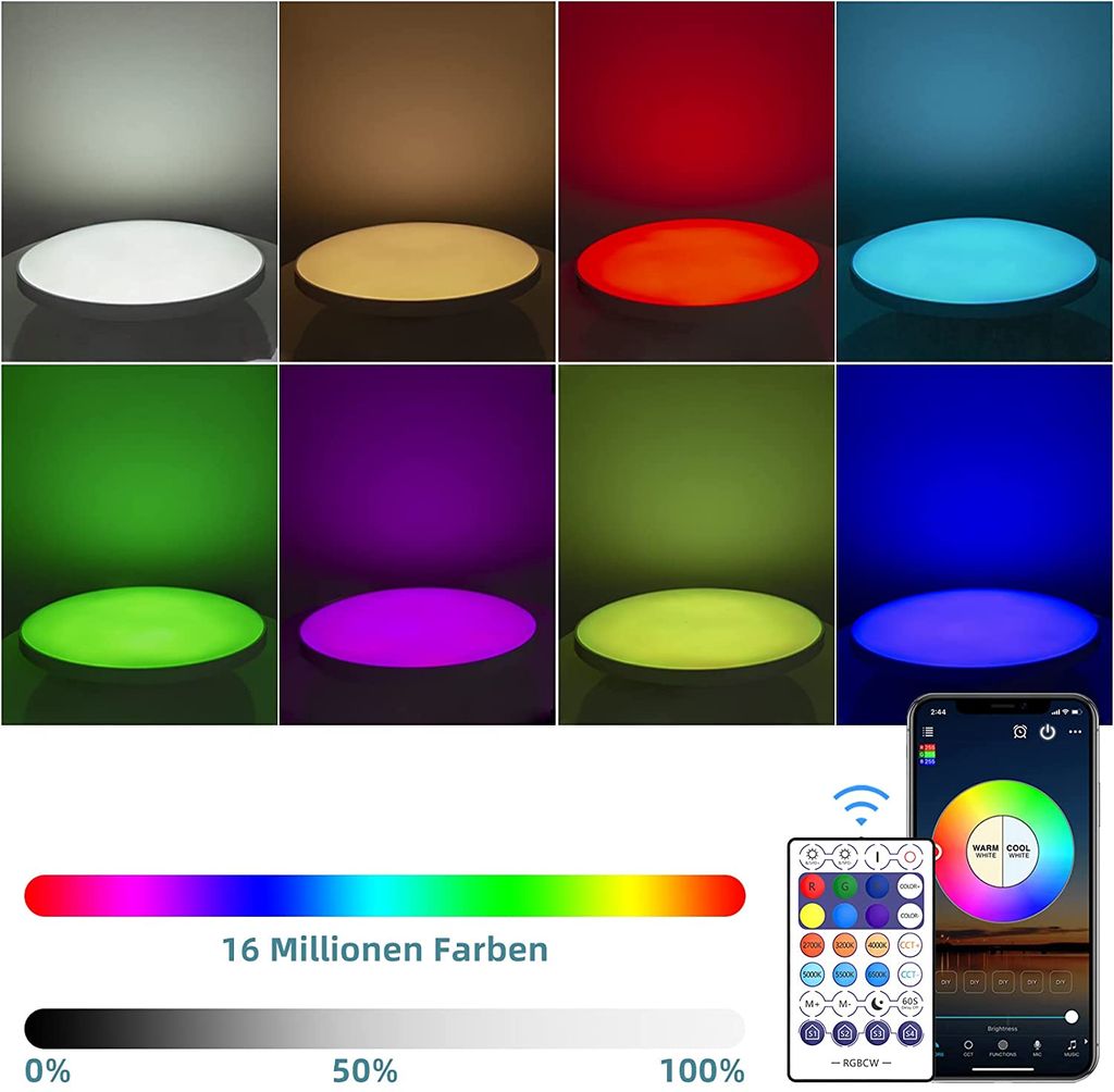 LED Decken Lampe Leuchte Smart-Home Alexa Nachtlicht Dimmbar Fernbedienung 50cm 