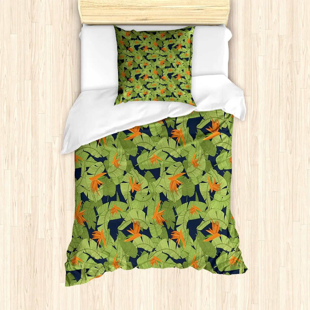 Set Letto ABAKUHAUS Luau Aloha - Look Tropicale Blu e Lime 135x200