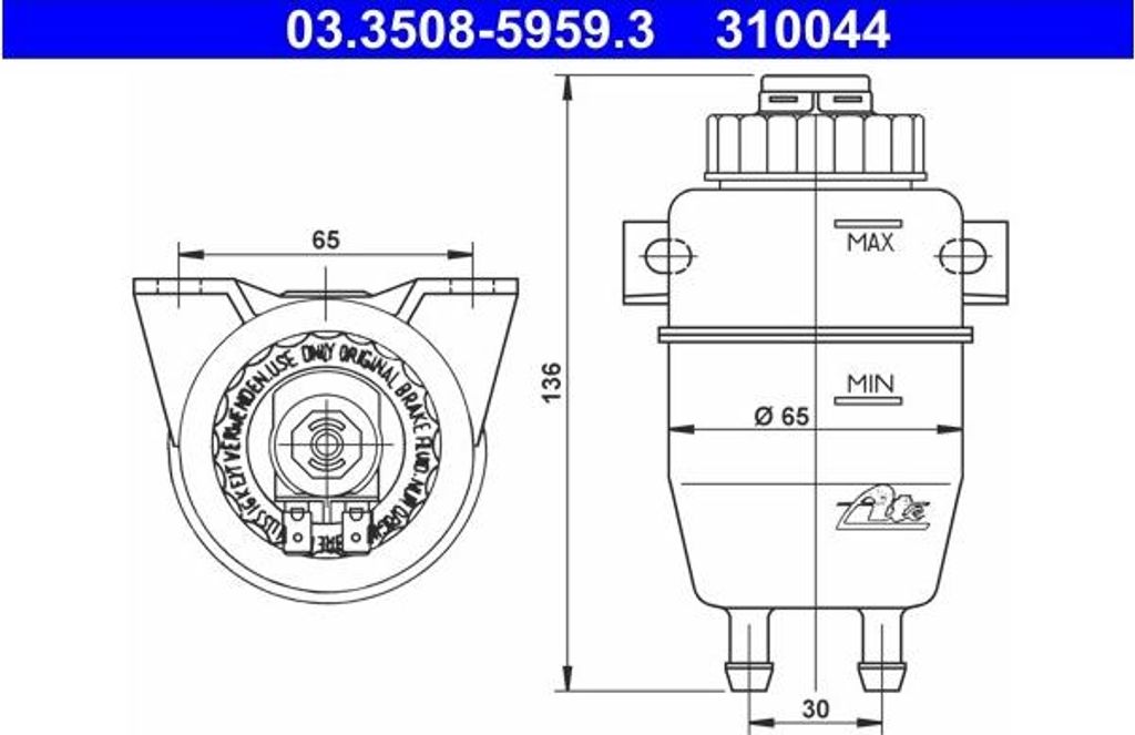 ATE Ausgleichsbehälter Bremsflüssigkeit für BMW 02 (E10) 2000-3200 (E9) Coupe