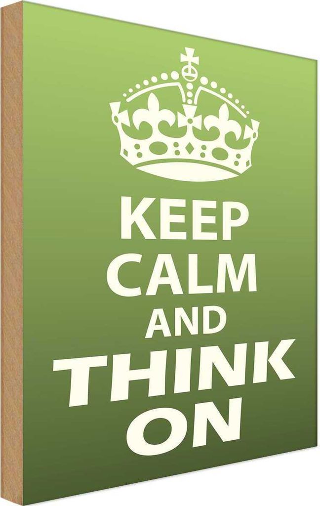 vianmo Holzschild 30x20 cm Keep Calm and think on