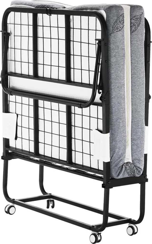 Lit pliant avec matelas mousse 10 cm - Couchage d'appoint gris anthracite