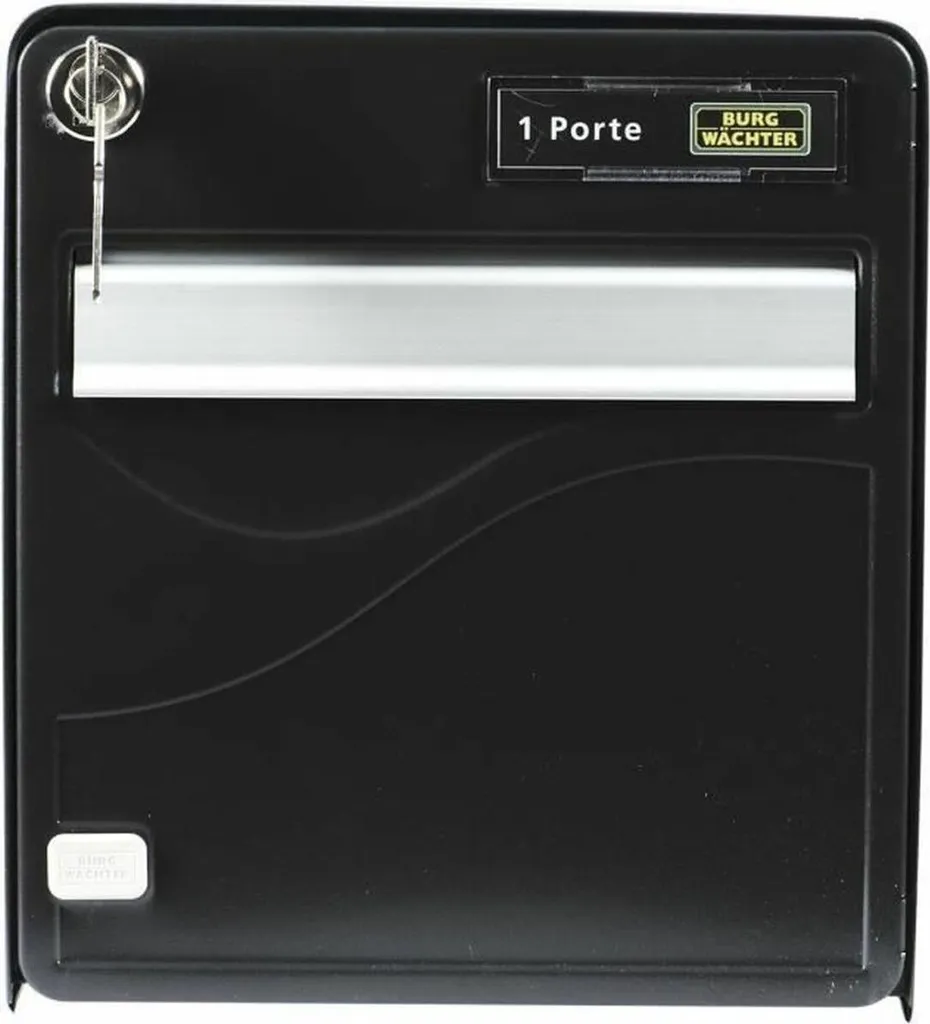 Boîte aux lettres murale en plastique noir Burg-Wachter (36,5x28x31)