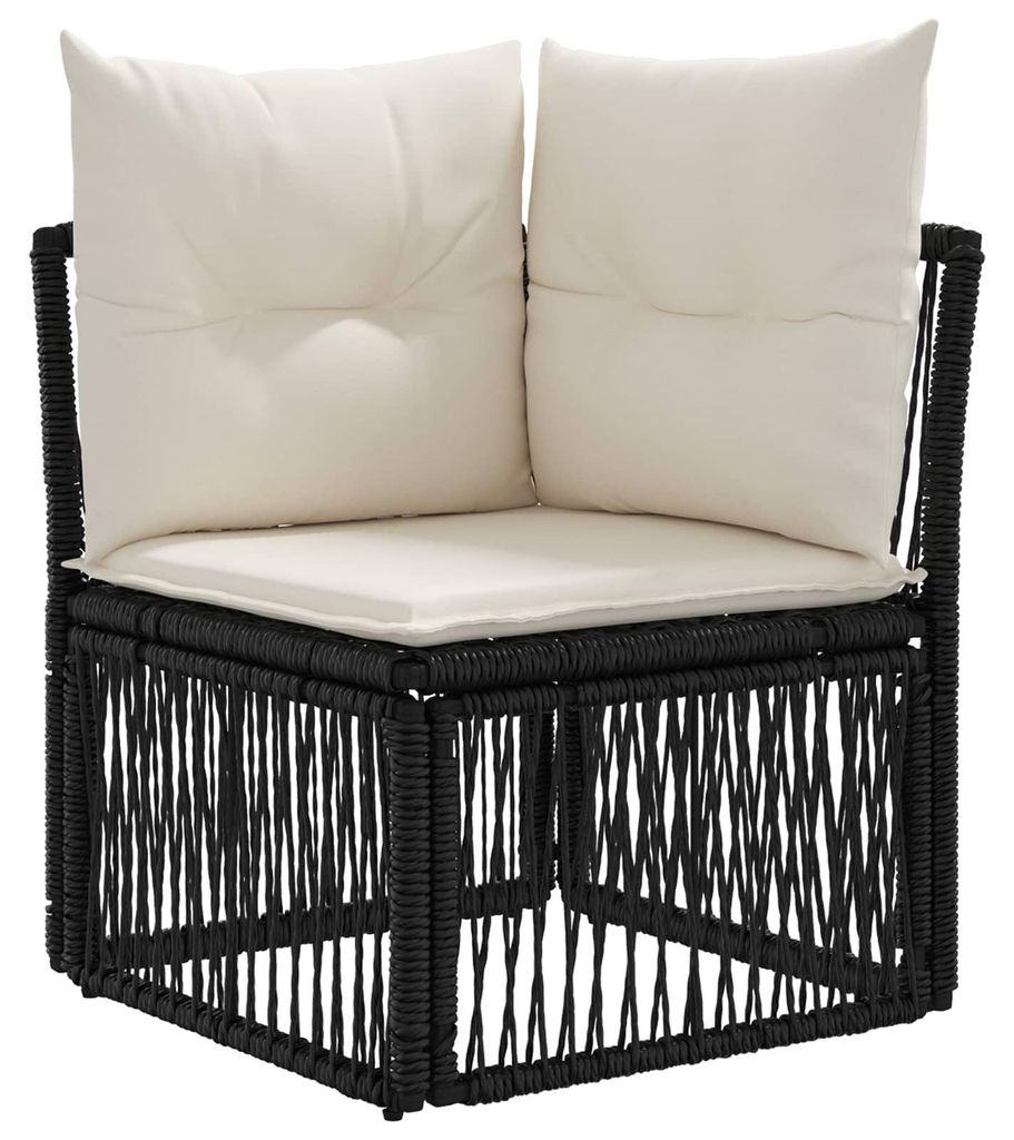 vidaXL Ecksofa Schwarz Poly-Rattan