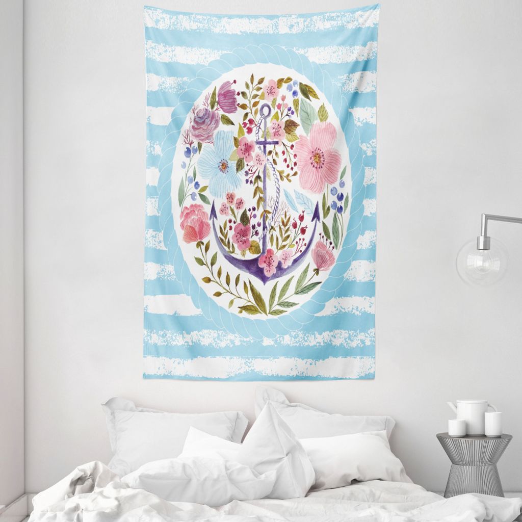 ABAKUHAUS Jahrgang Wandteppich und Tagesdecke, Nautical Anchor Marine aus Weiches Mikrofaser Stoff Waschbar ohne Verblassen Digitaldruck, 140 x 230...