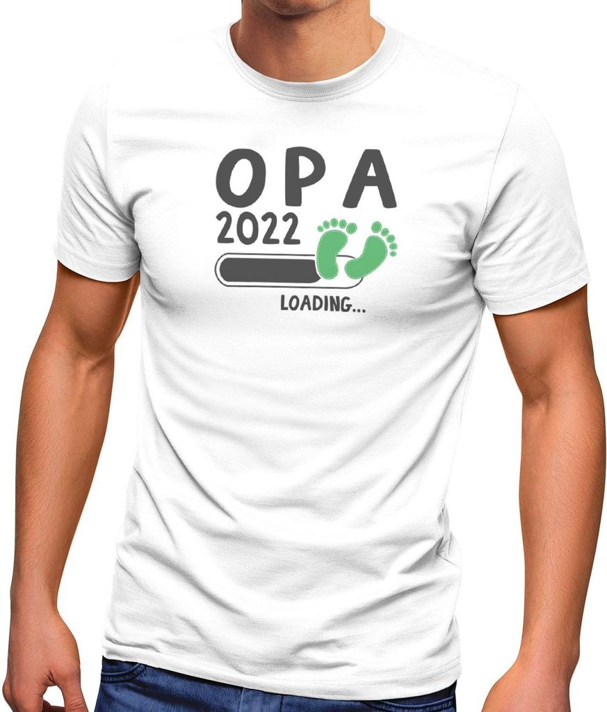 Herren T-Shirt Papa Opa Onkel 2023 loading Geschenk für werdenden Opa Geschenk Geburt Baby Moonworks weiß-schwarz XL