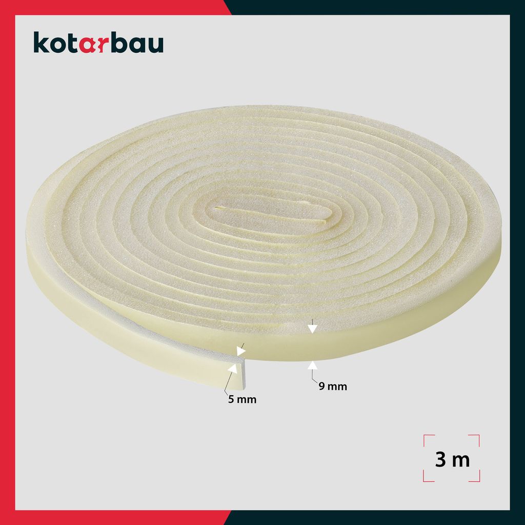 KOTARBAU® 2 St. Dichtungsband Schaumstoff 5x9 mm x 3m dünn Produktbild 3