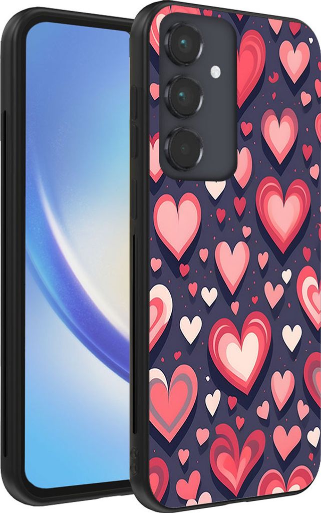 Smartphonica Telefon Fall geeignet für Samsung Galaxy A34 mit Herzen Impressum - TPU Backcover Fall mit Herz-Design