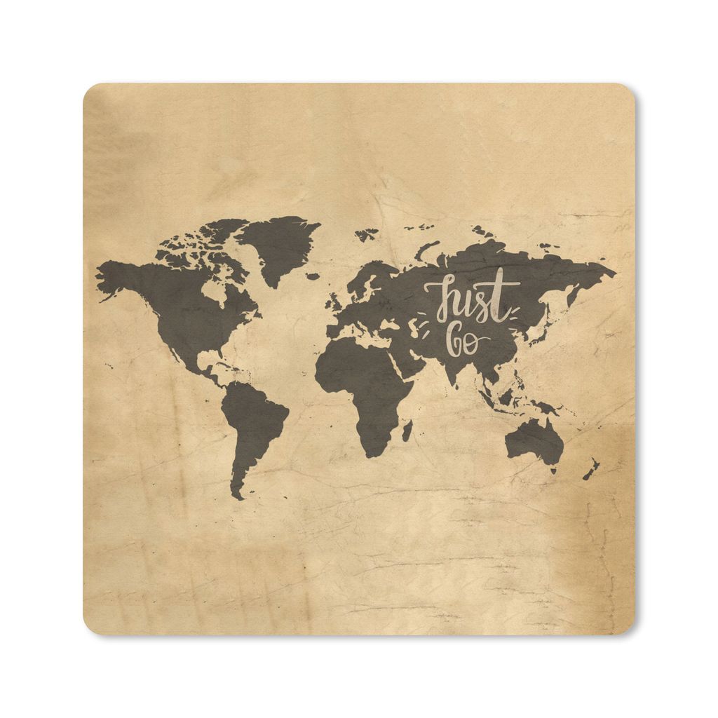 MuchoWow Mauspad Mousepad Weltkarte - Reisen - Vintage 20x20 cm - Mousepads - Maus Mat - Pad - Mausunterlage - Desk Mat - Bureauartikeln