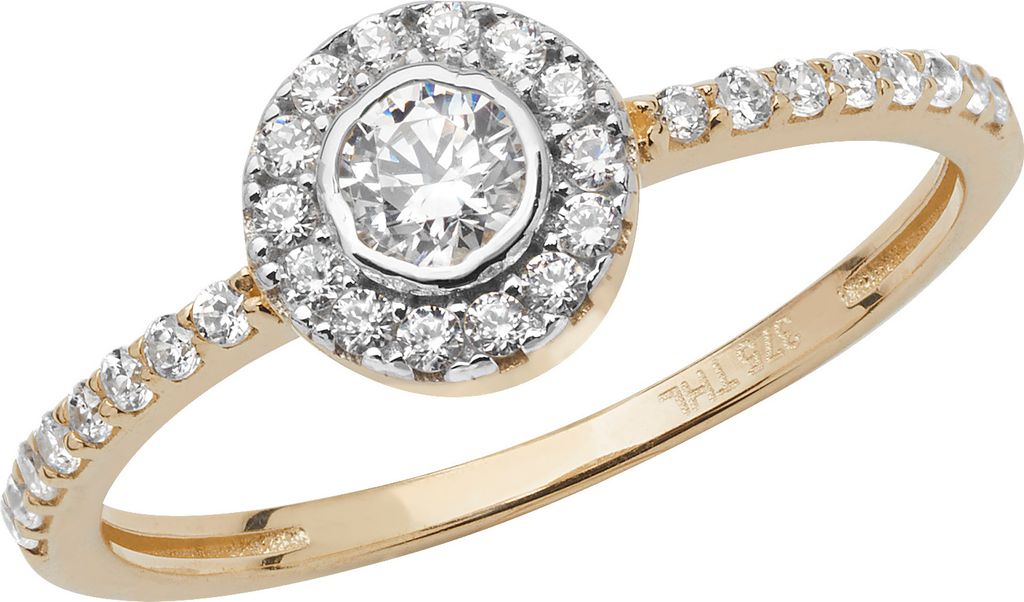 Klassischer 9 Karat (375) Gold Cluster Damen - Ring mit Produktbild 
