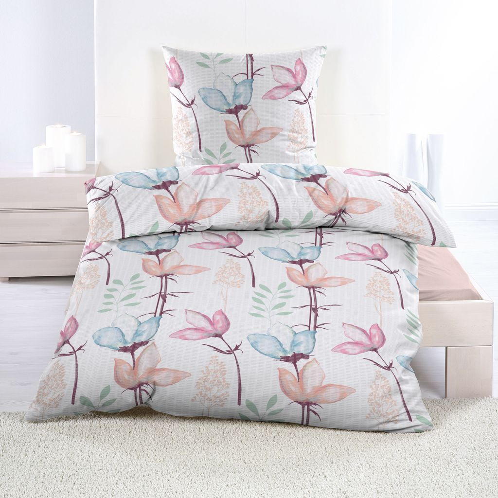 Casa Colori Microfaser Seersucker Bettwäsche - Blumen Produktbild 