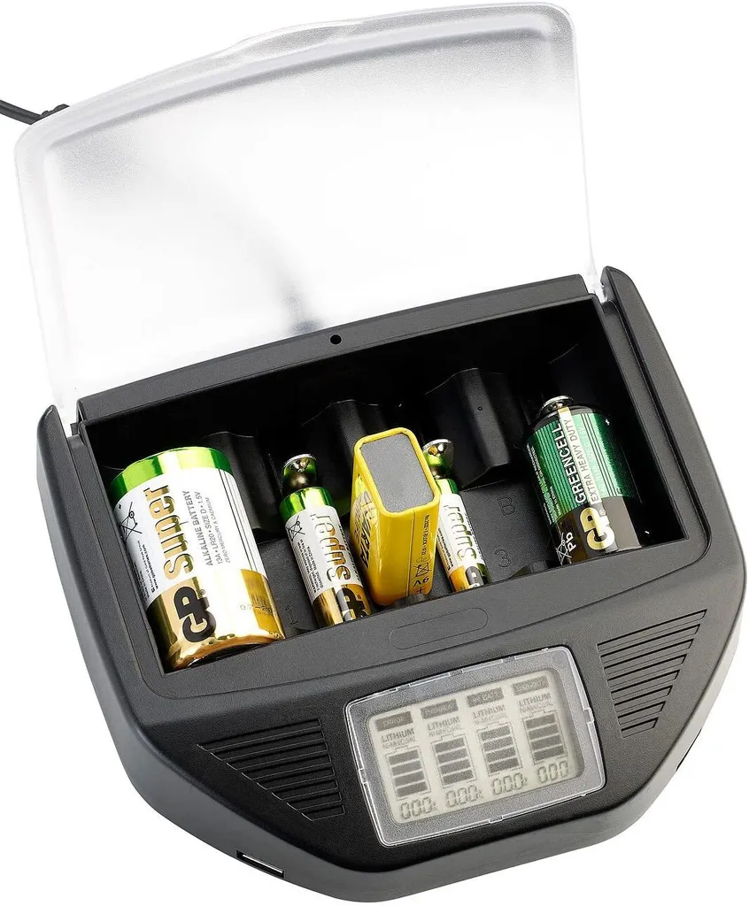 Chargeur piles universel pour jouets et appareils photo avec USB x2