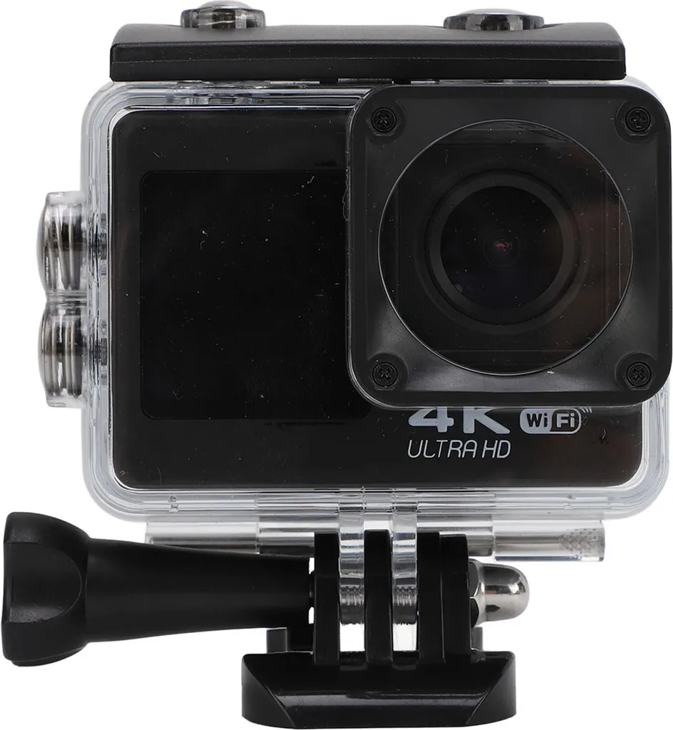 telecamera d'azione 4K, multifunzione, profondità di 98,4 piedi, Wi-Fi impermeabile, impedisce le vibrazioni della fotocamera, video sportivo a doppio schermo per il nuoto, il surf all'aperto