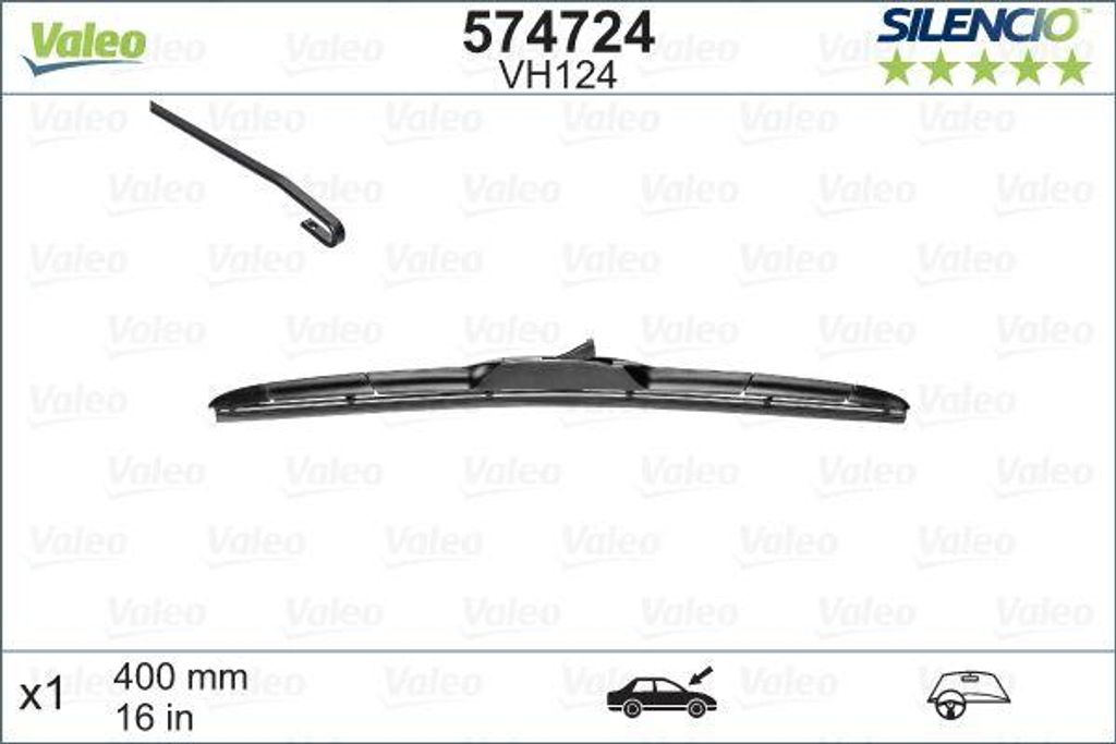 VALEO 574724 Scheibenwischerblatt OE 98350C8100 kompatibel mit i20, i30, Tucson, Ceed, Niro, Optima, Proceed, Rio, Sorento, Sportage, Xceed, LS, 2,...