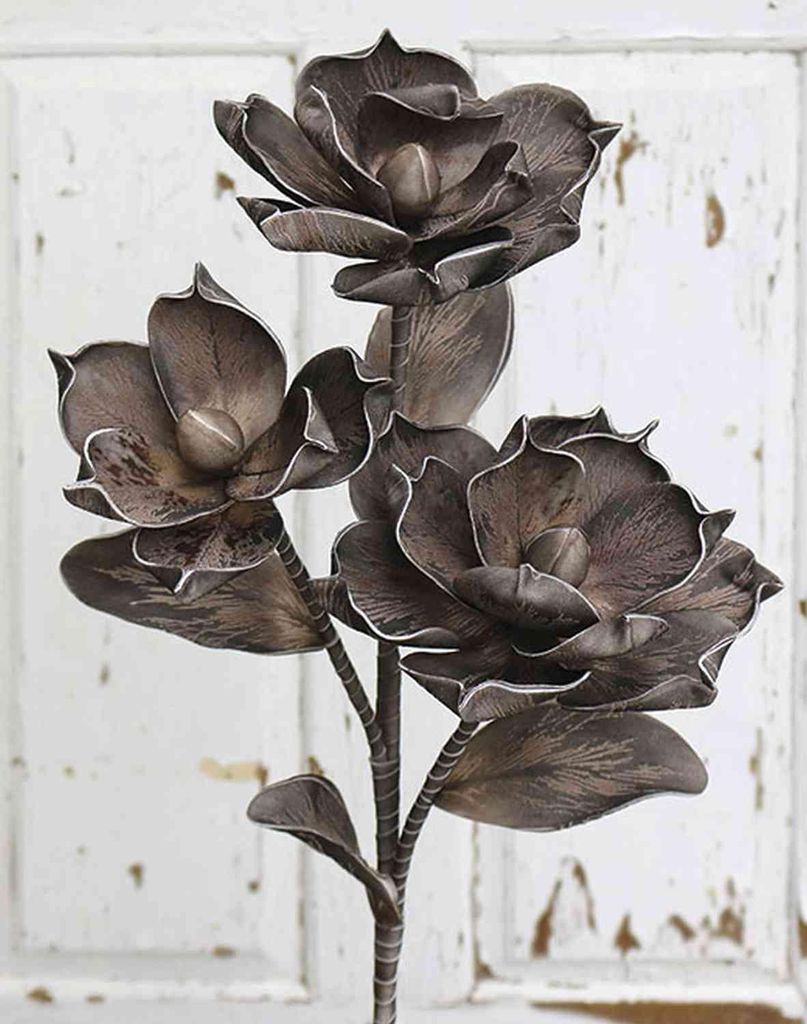 artplants.de Deko Kamelien Zweig Rania, braun, 95cm, Ø20cm - Kunst Kamelien Zweig