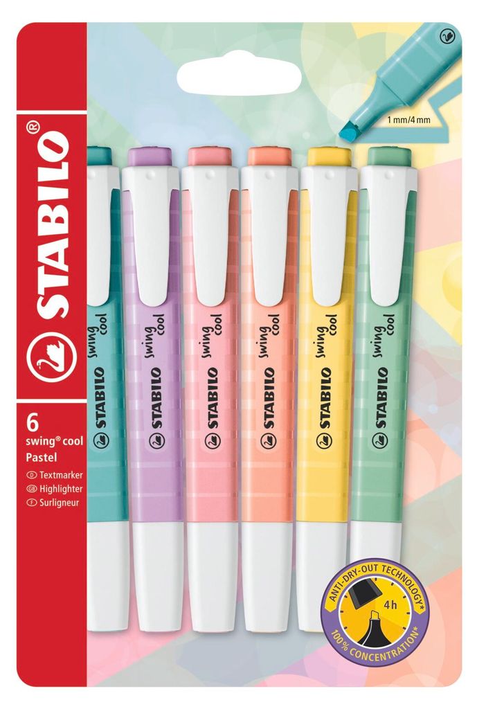 STABILO swing cool Pastel, 6 szt., Wielobarwny, Końcówka Zdjęcie produktu 