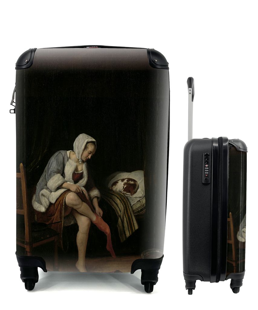 MuchoWow Koffer Handgepäck Trolley Rollkoffer Kleine Reisekoffer mit 4 Rollen - Die Morgentoilette - Jan Steen - Cabin Size < 55x40x23 cm & 55x4...
