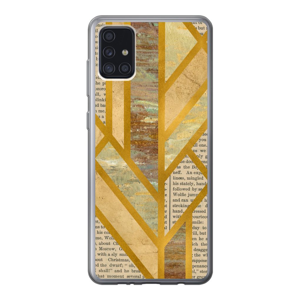 MuchoWow Handyhülle Schutzhülle Hülle für Samsung Galaxy A52 5G Gold - Marmor - Vintage Silikon Softcase Handy Hülle - Umschlag