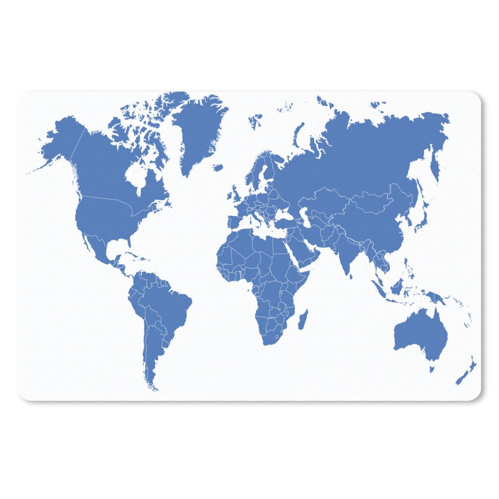 MuchoWow Mauspad Mousepad Weltkarte - Blau - Minimalismus 27x18 cm - Mousepads - Maus Mat - Pad - Mausunterlage - Büroartikel - Desk Matten