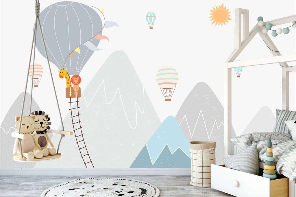 Deco-Wall | Viles Fototapete- Kinderzimmer | Ballons | 200x135 cm | Wandtapete | Wandsticker für Kinder