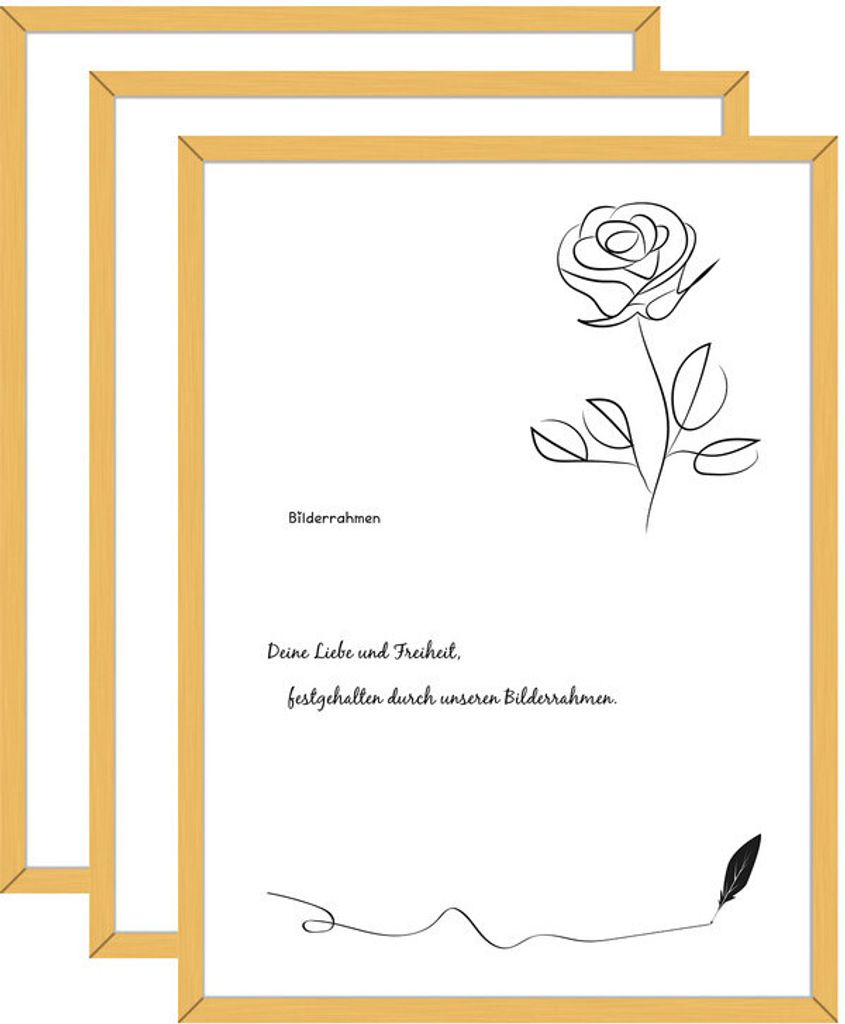 3x Bilderrahmen 30x40,Rahmen Gold,Metallrahmen mit Plexiglas,Aluminium,Photo Frame für Foto von 30x40,ca.31x41cm,Titan Gold