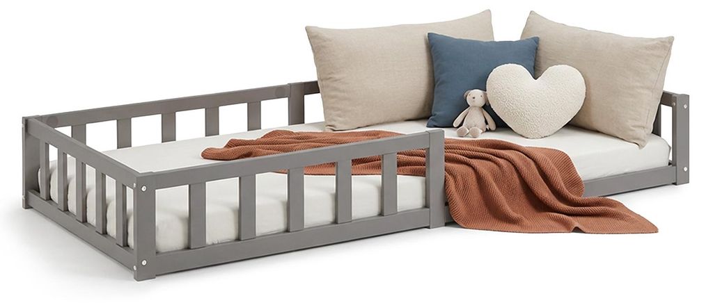 Lit D'Enfant 90x200 cm Lit Montessori avec Barriere en Bois Image du produit 