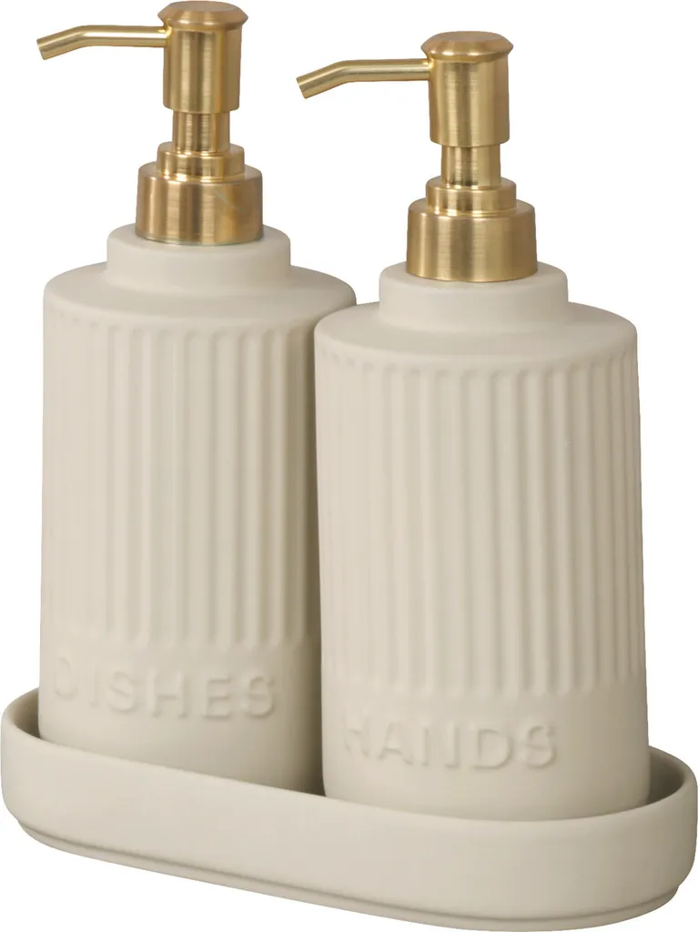 Set Distributeur de Liquide Vaisselle et Savon Main Design avec Socle
