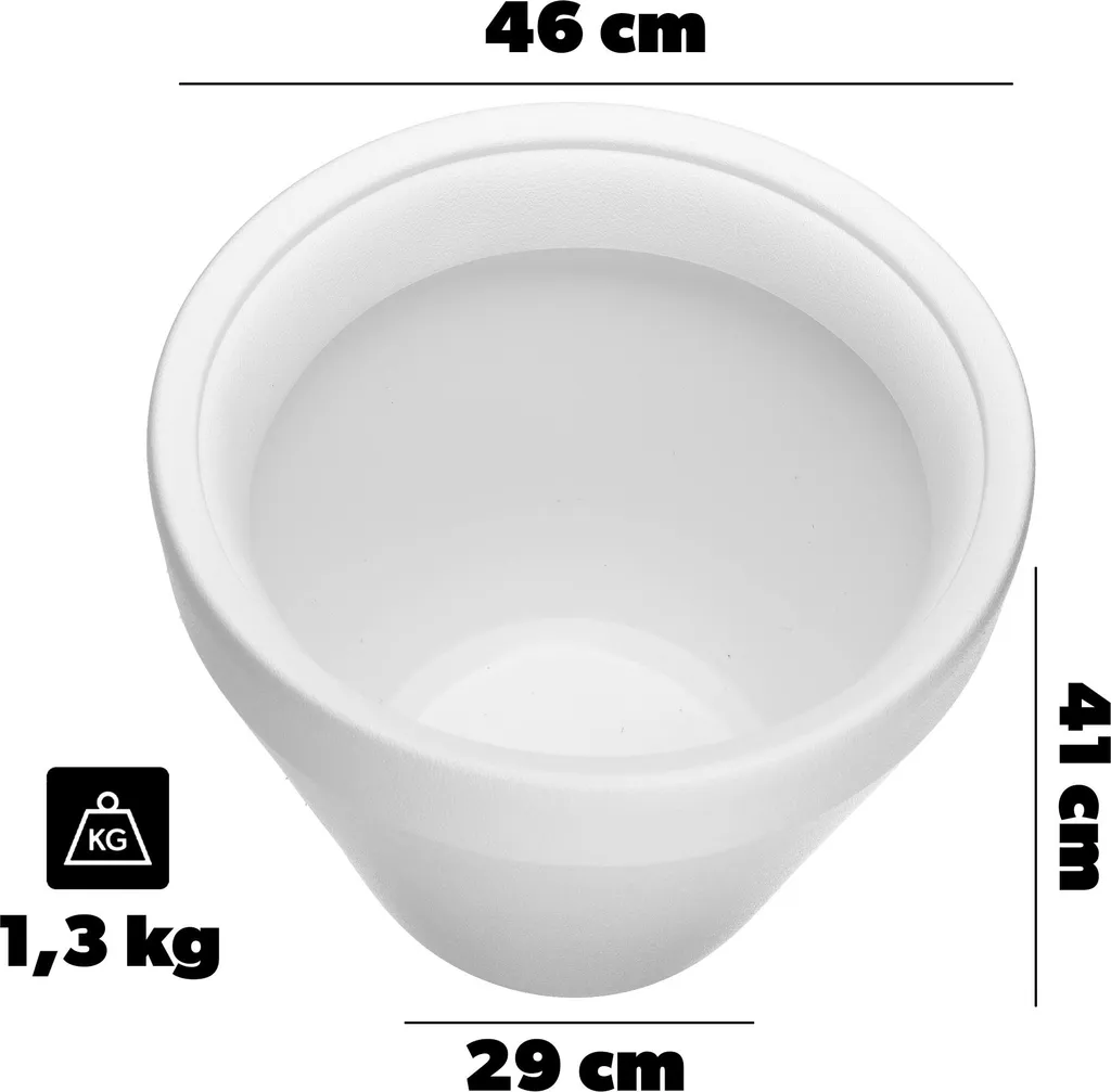 Pot de fleurs Lima 460 blanc - Solution durable pour plantes larges - 2