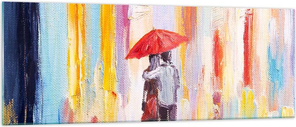 Bilder auf glas - Liebhaber Regenschirm - 140x50cm - Glasbilder - Wandbilder - Kunstdruck - zum Aufhängen bereit - Wanddekoration aus Glas - Glas ...
