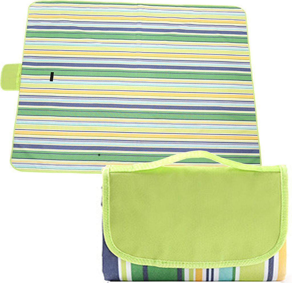 ASKSA Picknickdecke Wasserdicht Stranddecke Picknick-Matte Waschbar Leicht mit Griff fuer Wandern Reisen Outdoor Camping Parks,Gruen+Blau,Groesse:1...