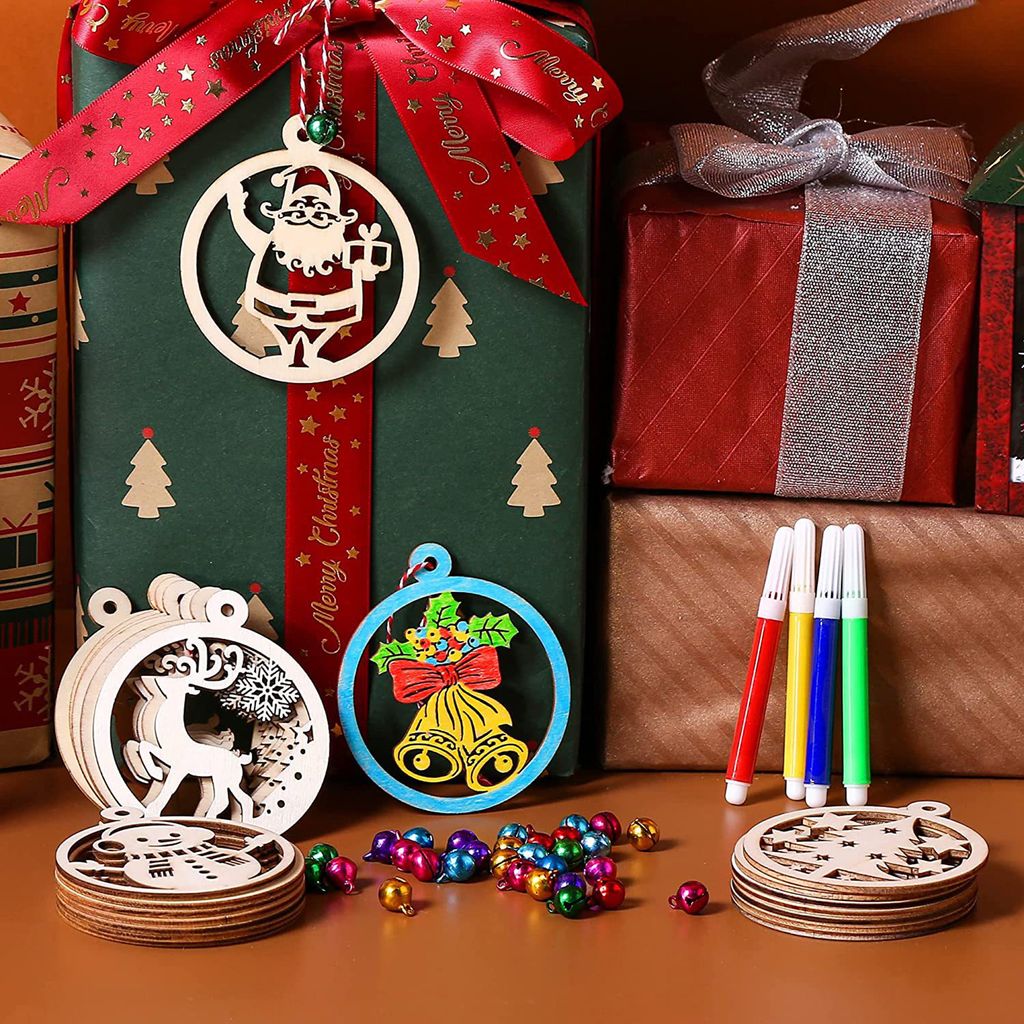 1 Set DIY -Anhänger feine Arbeitskunst Bell Seil Seil Aquarell Stift Stylische Erhöhung der Atmosphäre Entzückende unvollendete Weihnachtsbaum ...