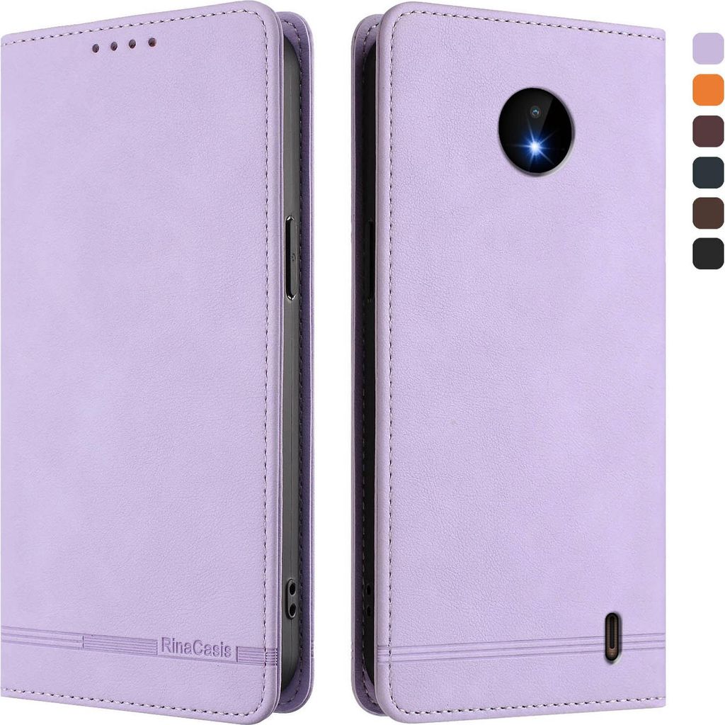 Hülle für Nokia C10 / Nokia C20, Retro Kunstleder Ständer Klapphülle mit Kartenfächer und Magnetische Violett