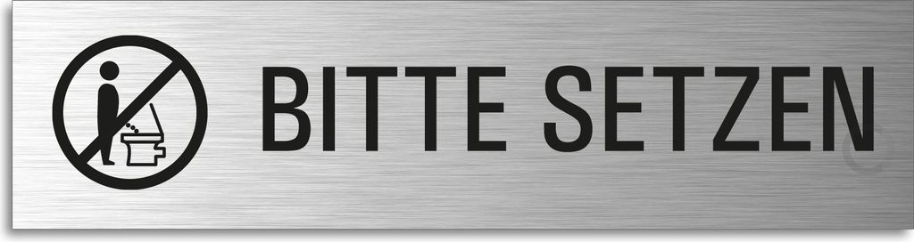 Türschild Bitte setzen WC Schild Hinweisschild mit Piktogramm Aluminium Edelstahloptik 160x40 mm selbstklebend