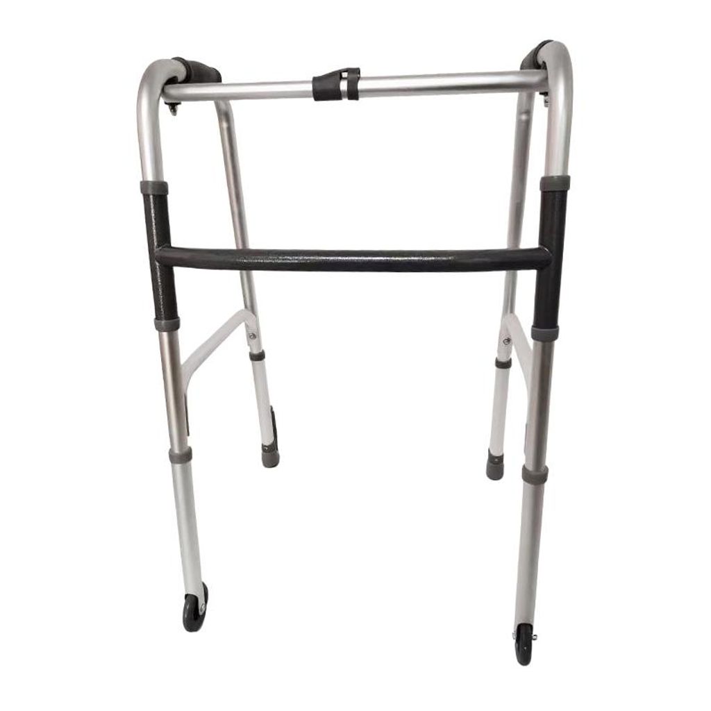 Aluminium Gehgestell H-Form mit 3 Zoll Vorderrädern und Hinterradbremse, höhenverstellbar, Seniorenhilfe