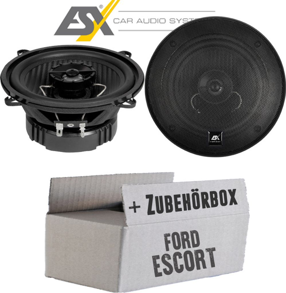 Ford Escort Turnier Cabrio Heck - Lautsprecher Boxen ESX HZ52 HORIZON - 13cm Koax Auto Einbausatz - Einbauset