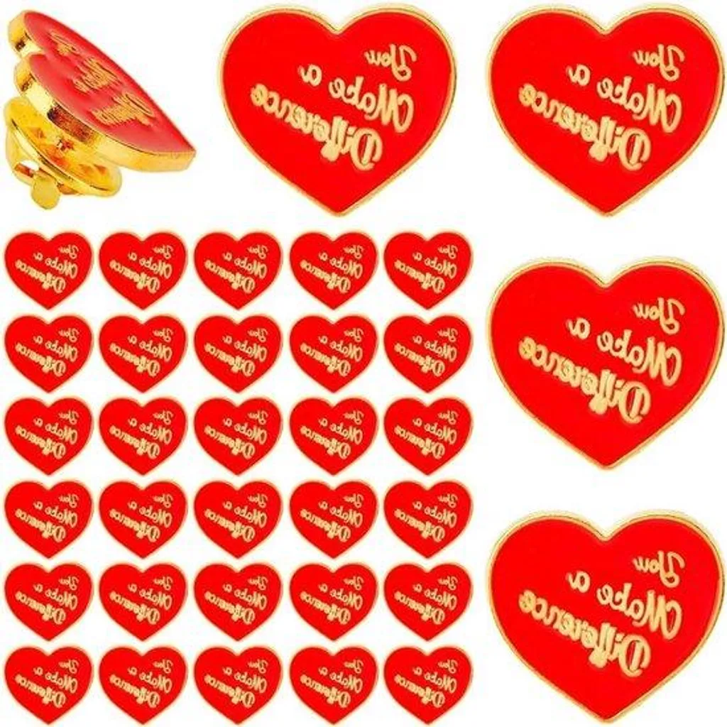 Lot de 50 broches cœur rouge en métal émaillé pour mariage et fête