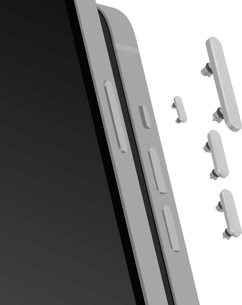 Clappio, Seitentasten-Set Power Volume Action für iPhone 16e, Weiß