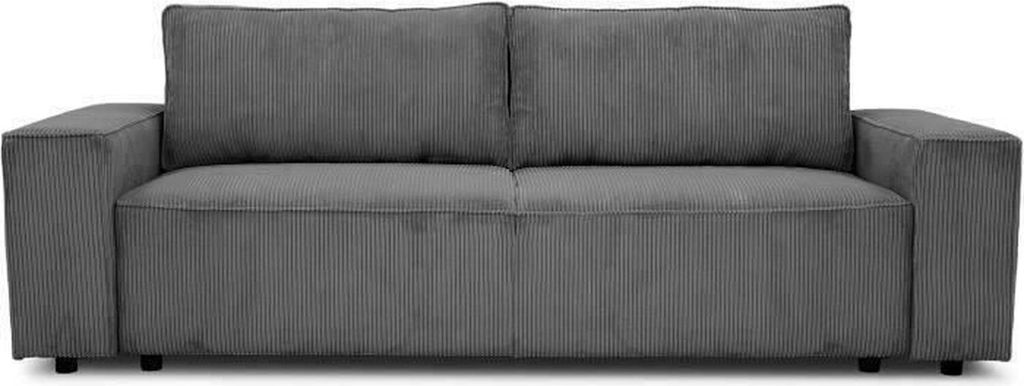 3-Sitzer-Umbausofa – Anthrazitfarbener Cord – Aufbewahrungsbox – 197 x 117 x 65 cm