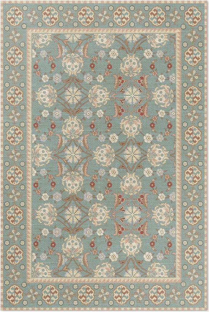 Vintage Floral Design Beige – Vinyl Fußmatte – 100x150 cm – Rutschfest, Pflegeleicht & Langlebig