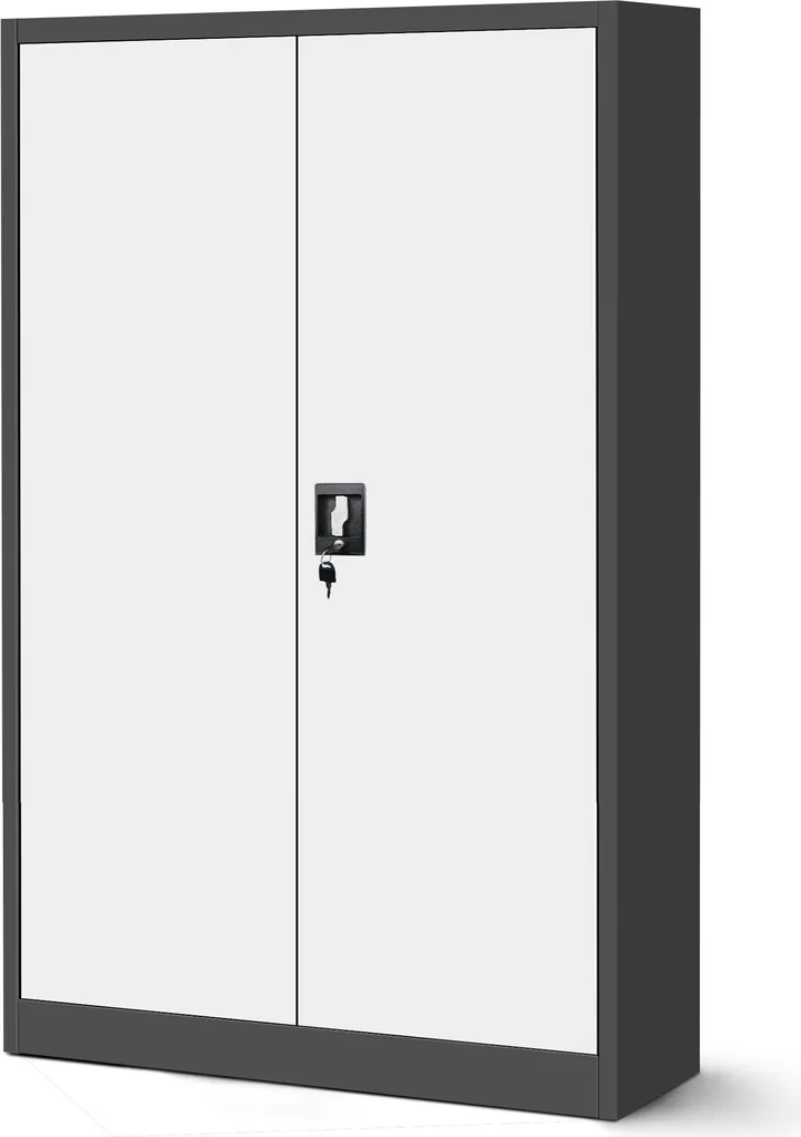 Armoire de bureau en acier anthracite et blanc dimensions 140x90x40 cm