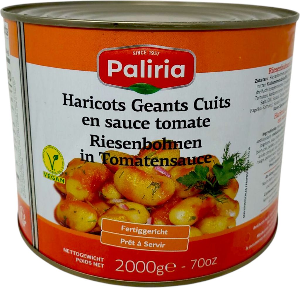 Paliria Riesenbohnen in Tomatensauce 2000g Konserve Vorrat Produktbild 