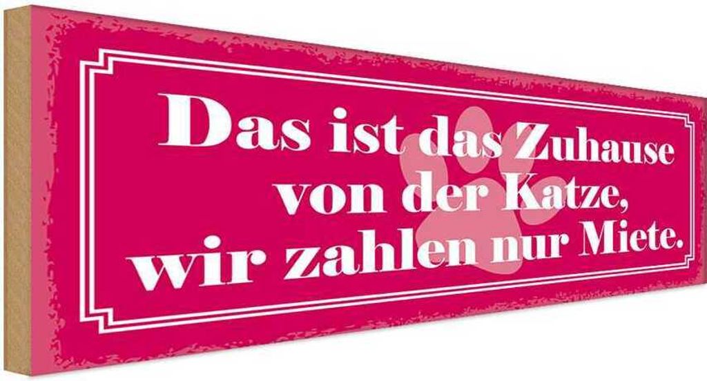 vianmo Holzschild 10x27 cm Zuhause Katze wir zahlen Miete Tier Haustier