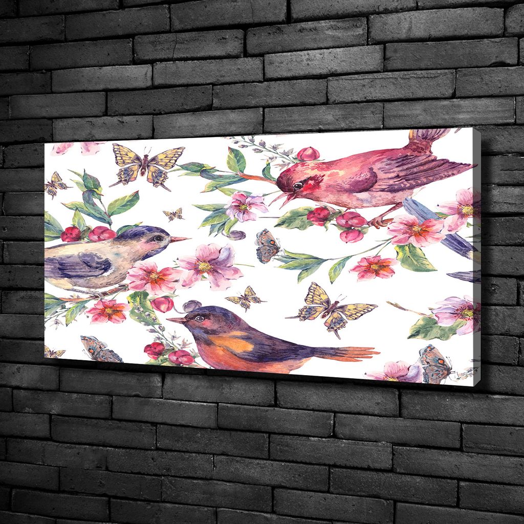 Tulup Leinwandbild -100x50 cm - Wandkunst - Drucke auf Leinwand - Leinwanddruck - Tiere - Mehrfarbig - Vögel Schmetterlinge