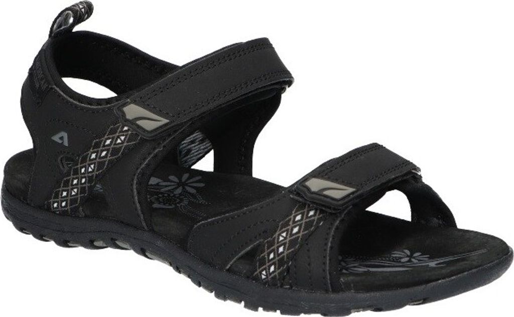 AMERICAN CLUB HL130 Solide Damensandalen, Naturleder Innensohle, Klett Sandalen, Sportsandalen, Schwarz 39