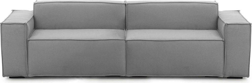 Festes Sofa Simona, Lineares modulares 3-Sitzer-Sofa, 100% Italy, Modernes Wohnzimmersofa aus Stoff, Cm 260x95h70, Grau