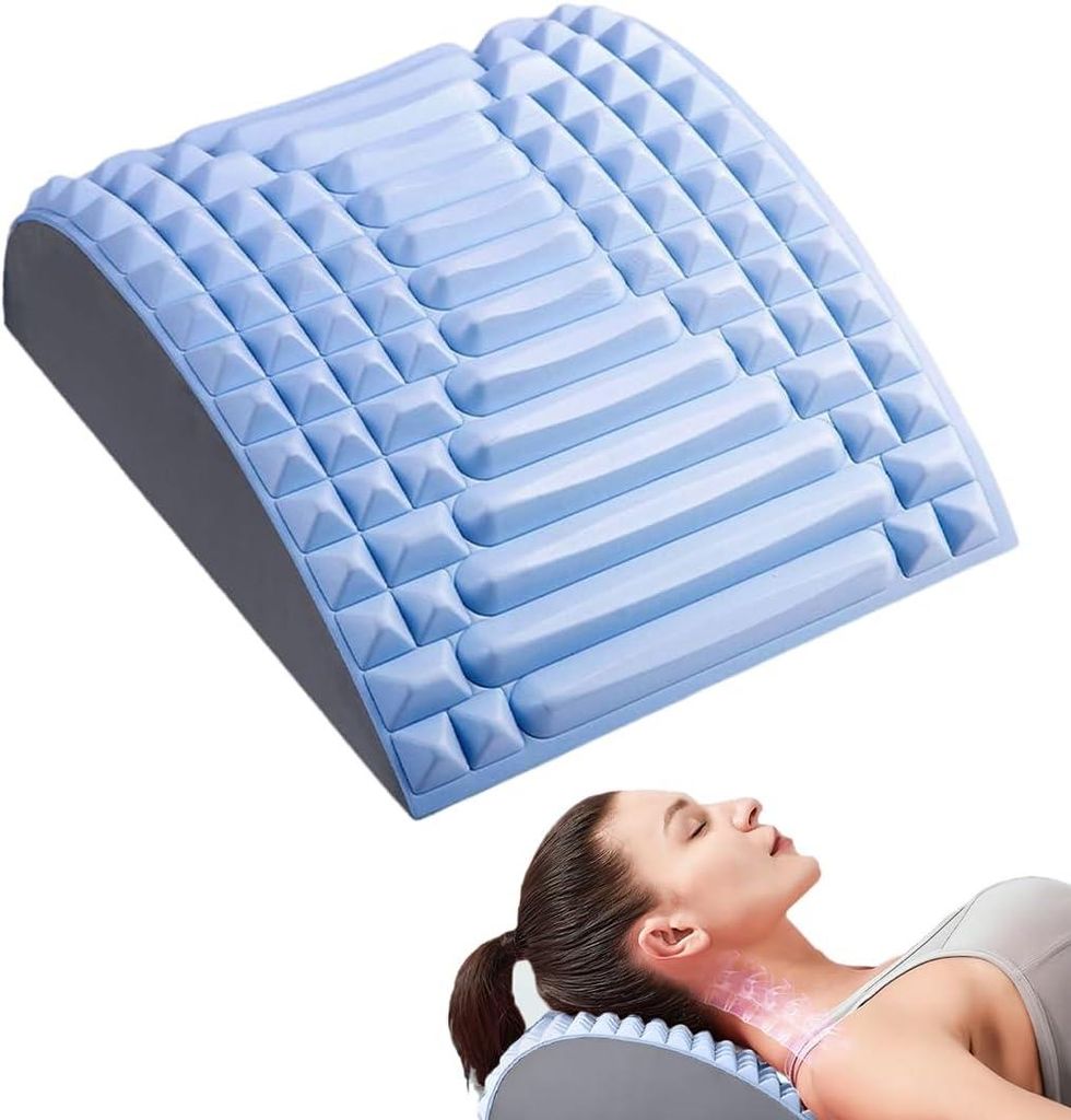 Nacken und Rückenstrecker Bauchmuskelmaschine Rückenstrecker, Taillenmassage Stretcher Back Wirbelsäulenstrecker, Grau